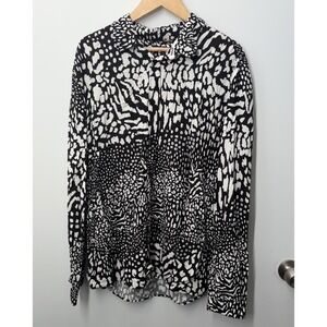 Zara Button Down Shirt Mens Size XL Viscose Animal Print Streetwear Night